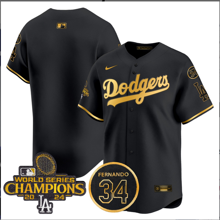 Men MLB Los Angeles Dodgers blank black 2024 World Series Champions Patch Limited Jersey